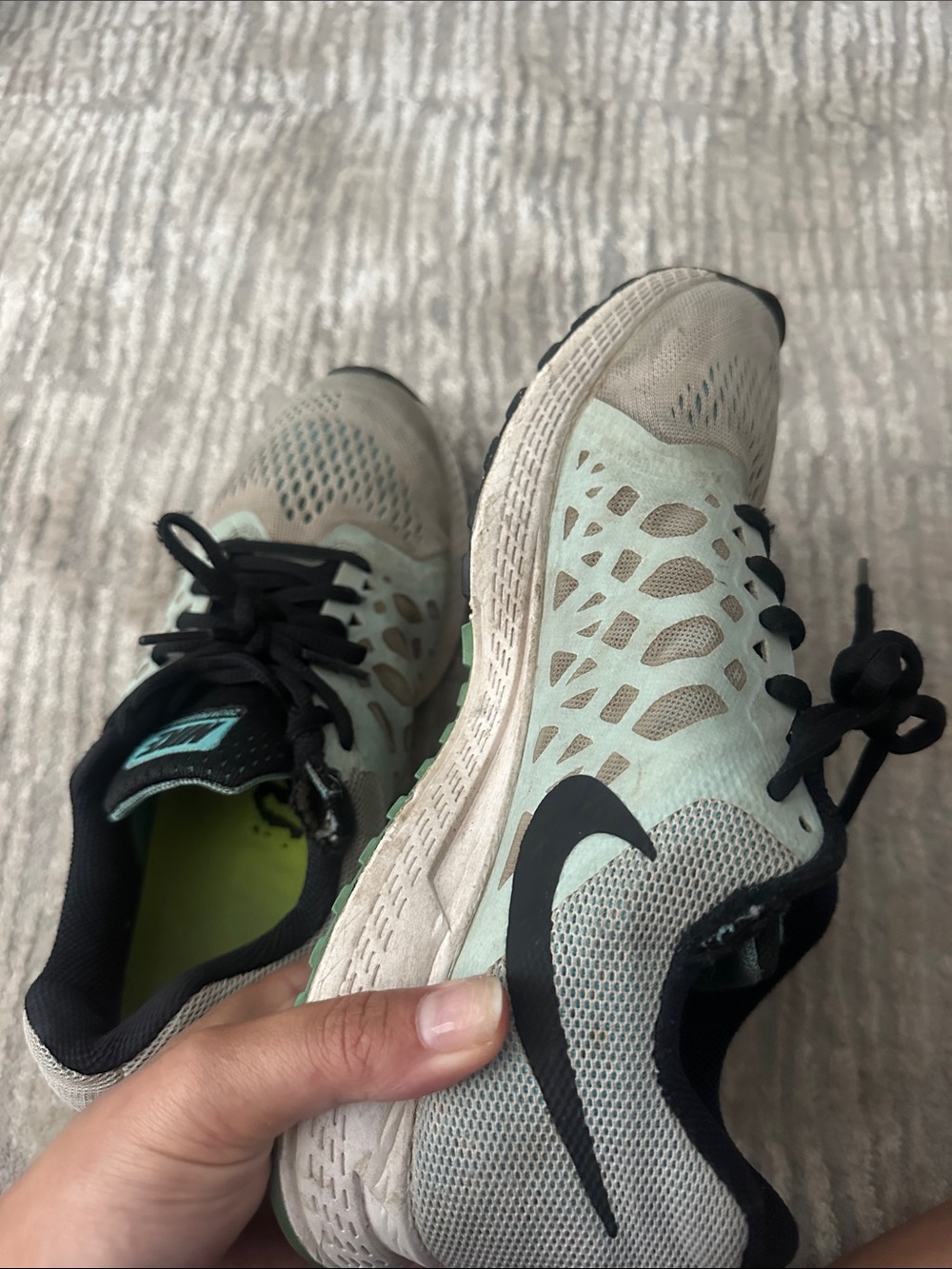 Nike Mint Green and Black Lace-Up Running Sneakers